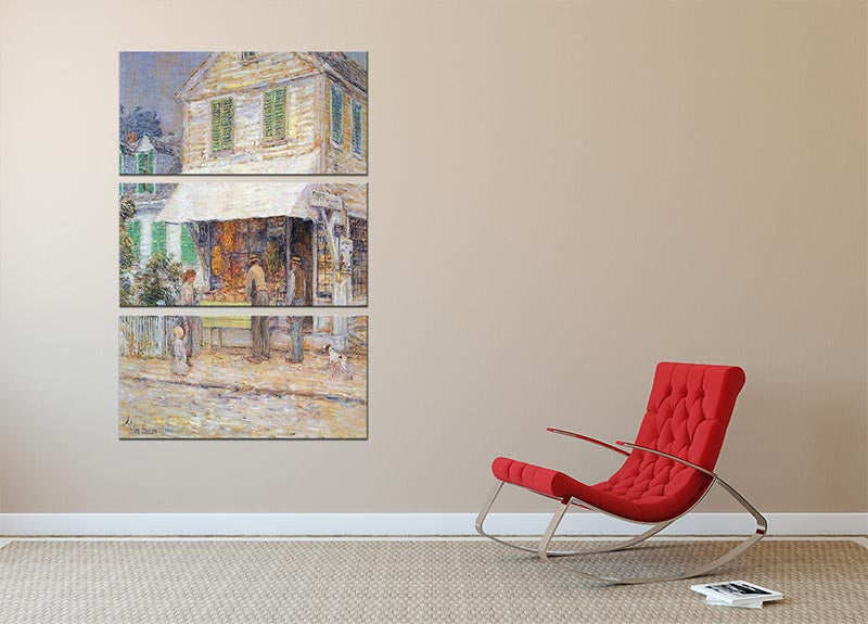 Provincial Town by Hassam 3-panel canvas print showcasing vibrant colors and intricate details, perfect for home decor.