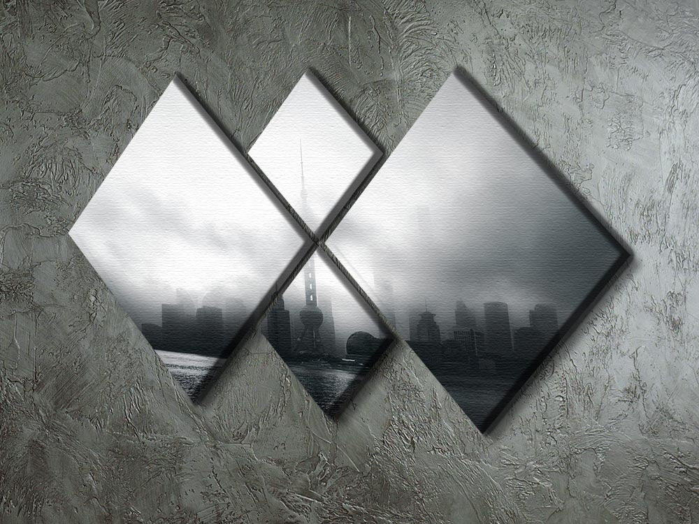 Pudong Early Morning 4 Square Multi Panel Canvas showcasing serene dawn colors in four equal sections.