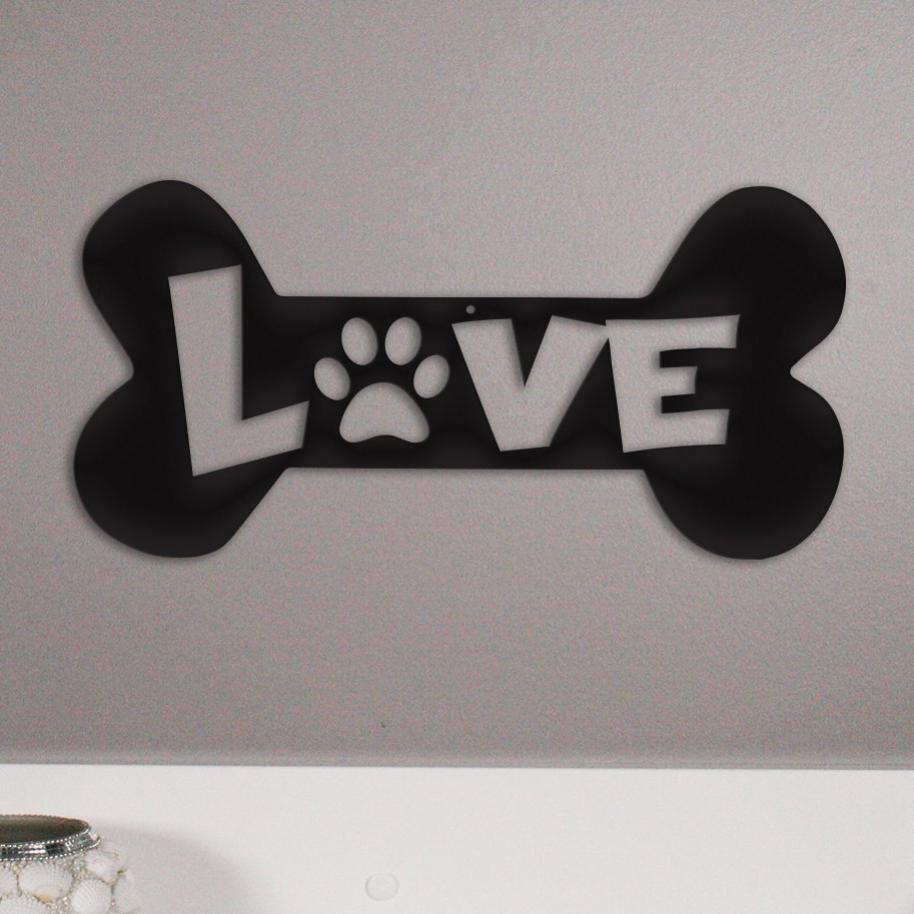 Puppy Love metal wall art featuring a cute dog design, made from high-quality steel, suitable for indoor and outdoor use.