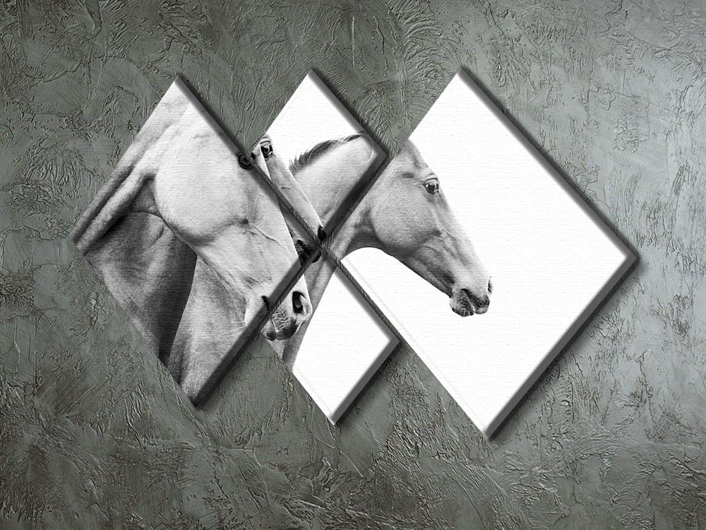 A beautiful 4-square canvas artwork featuring purebred horses, showcasing their elegance and grace in a striking multi-panel design.
