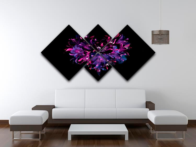 Purple Lily 4 Square Multi Panel Canvas artwork featuring vibrant purple lilies on a four-panel canvas arrangement.