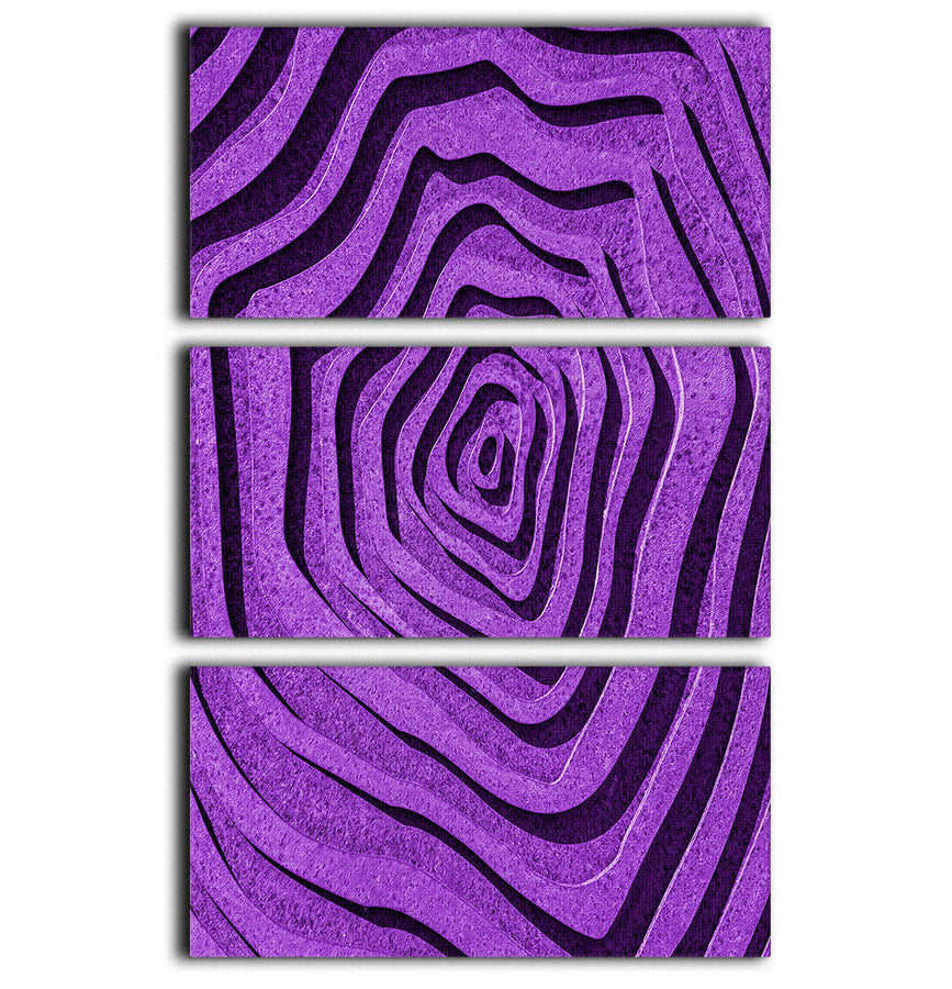Purple Maze 3 Split Panel Canvas Print featuring an abstract design with intricate purple patterns across three panels.