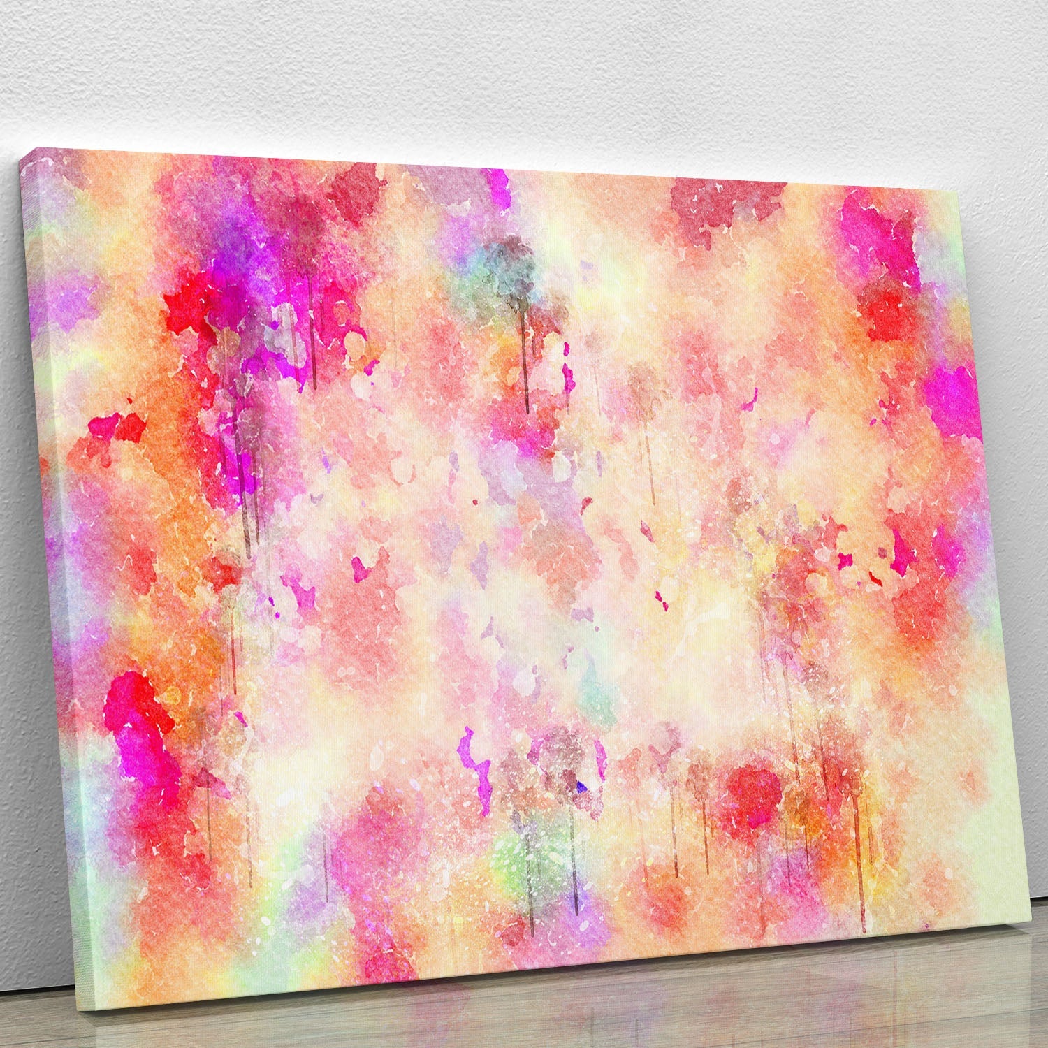 A vibrant purple watercolour canvas print showcasing soft hues and elegant design, perfect for home decor.