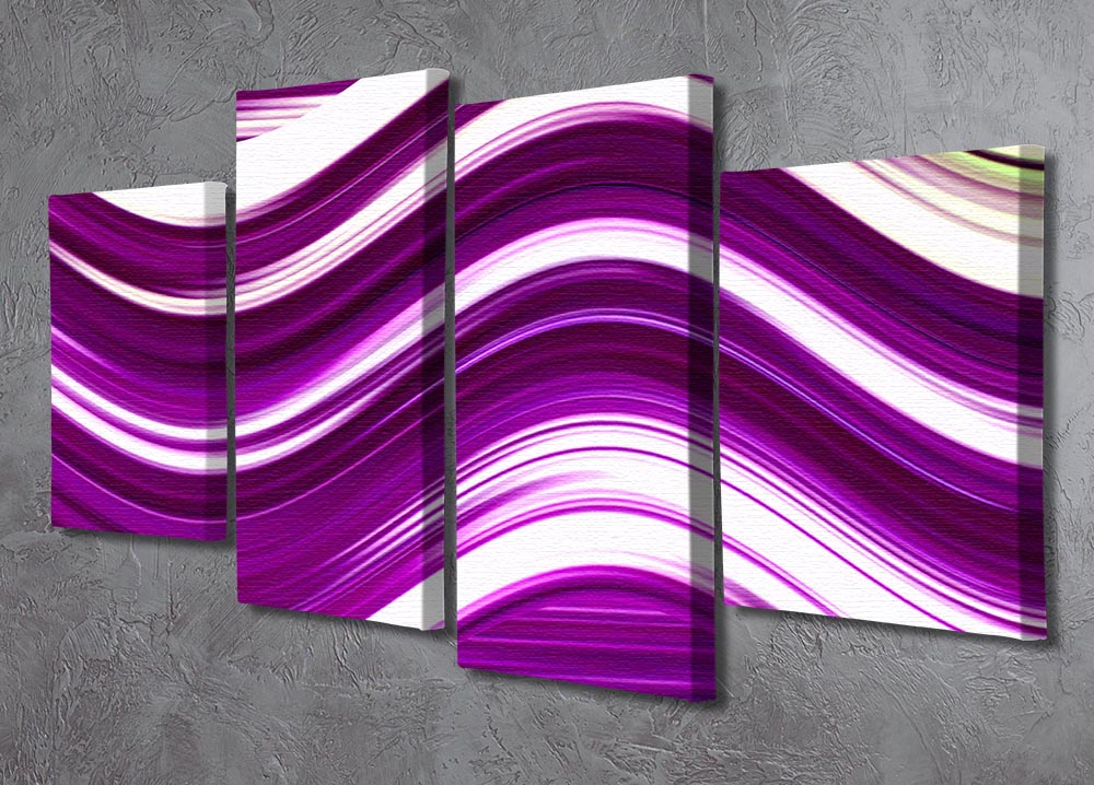 Purple Wave 4 Split Panel Canvas artwork featuring vibrant purple waves across four panels.