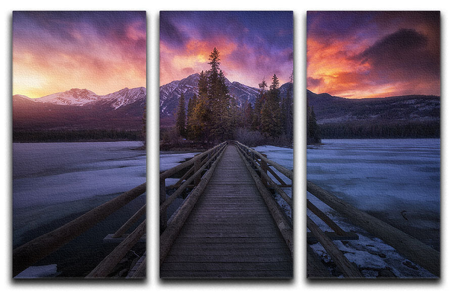 Pyramid Lake 3 Split Panel Canvas Print showcasing serene lake and mountain scenery across three canvases.