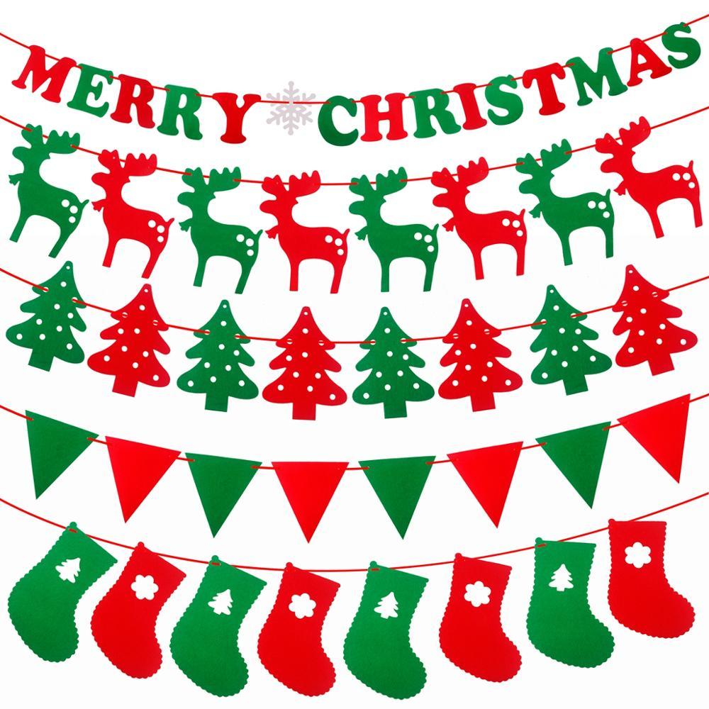 QIFU Christmas Banner Garland featuring a festive Merry Christmas design, perfect for home decoration.