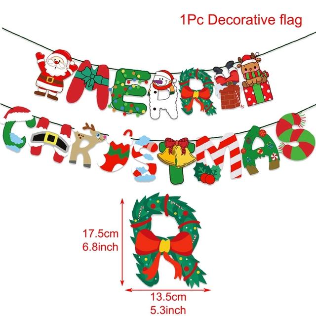 QIFU Christmas Banner Garland featuring a festive Merry Christmas design, perfect for home decoration.