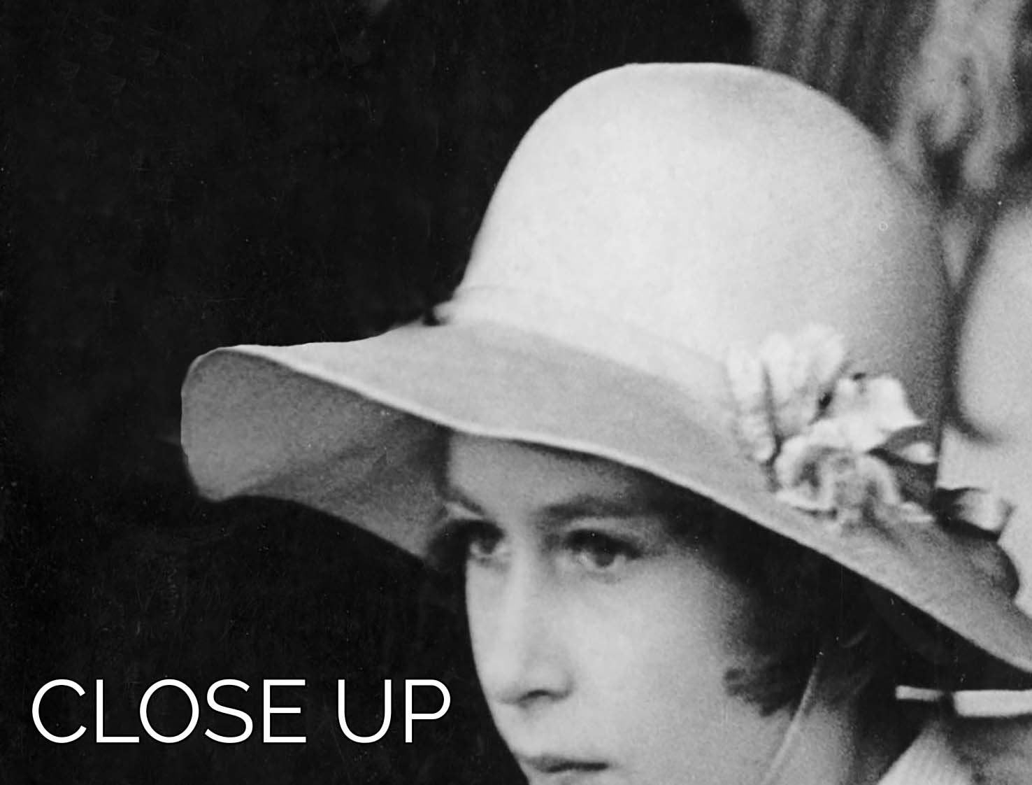Three-panel canvas art featuring a young Queen Elizabeth II seated in a hat, showcasing elegance and historical charm.