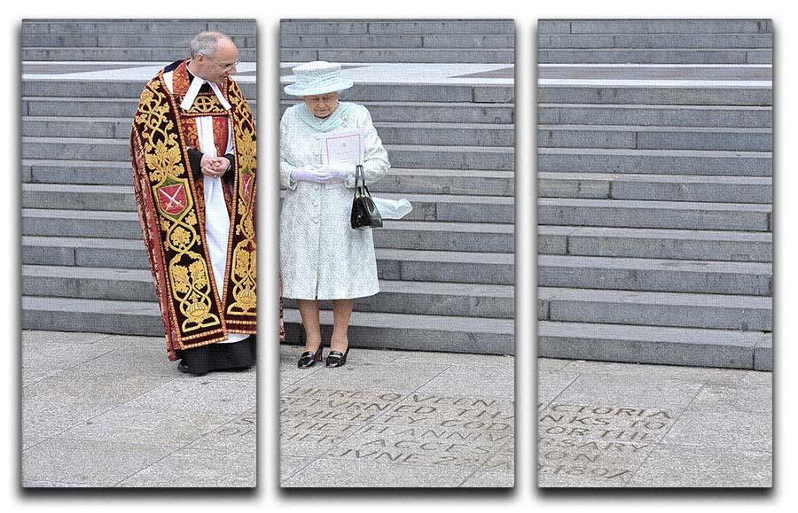 Three-panel canvas art featuring Queen Elizabeth II at her Diamond Jubilee service, showcasing elegance and historical significance.