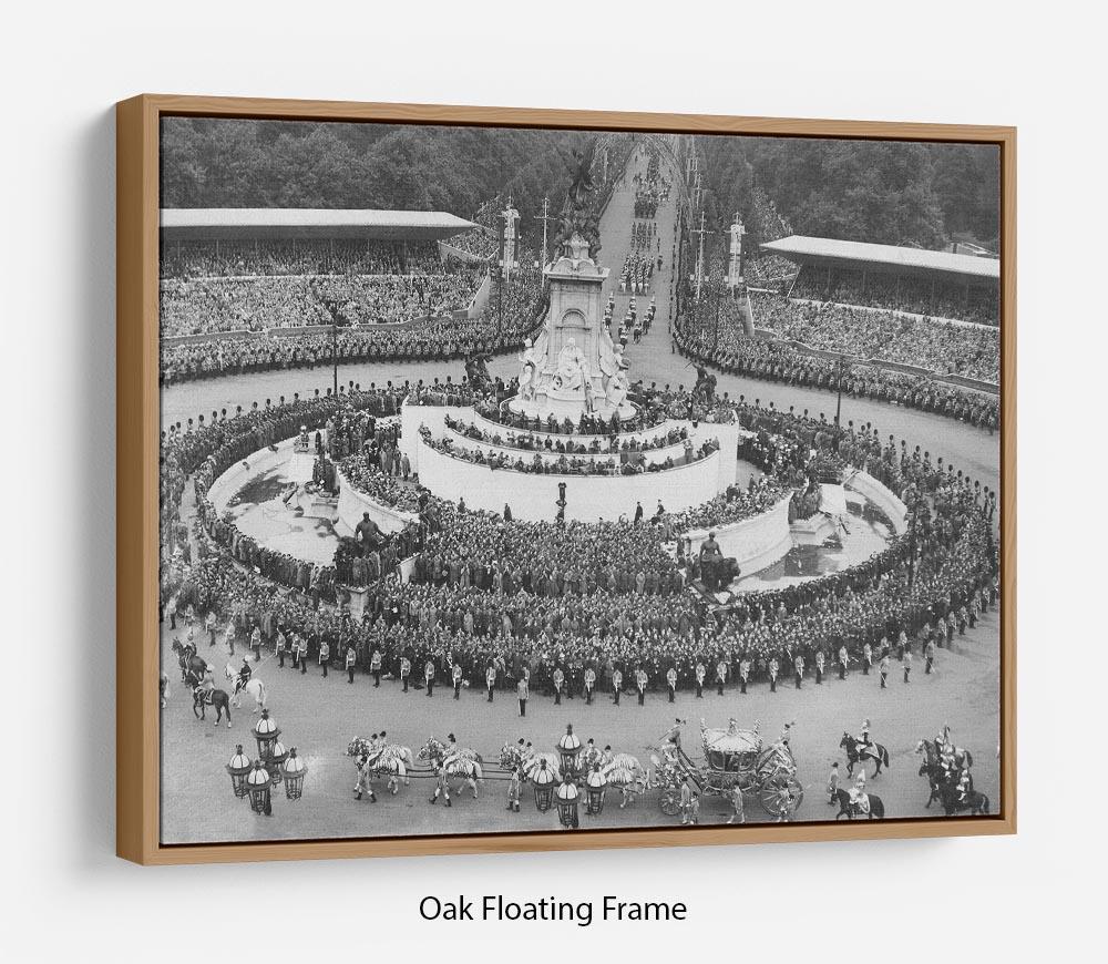 Queen Elizabeth II Coronation Leaving Buckingham Palace in an elegant floating frame, showcasing a historical moment with a contemporary design.