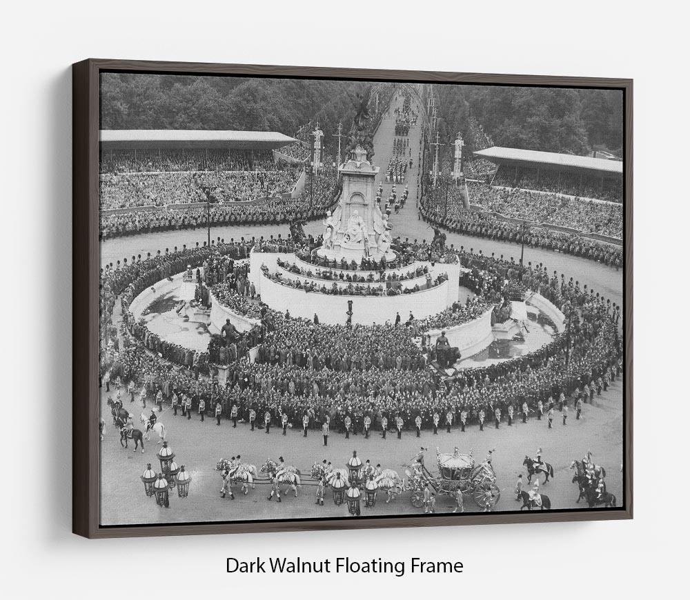 Queen Elizabeth II Coronation Leaving Buckingham Palace in an elegant floating frame, showcasing a historical moment with a contemporary design.