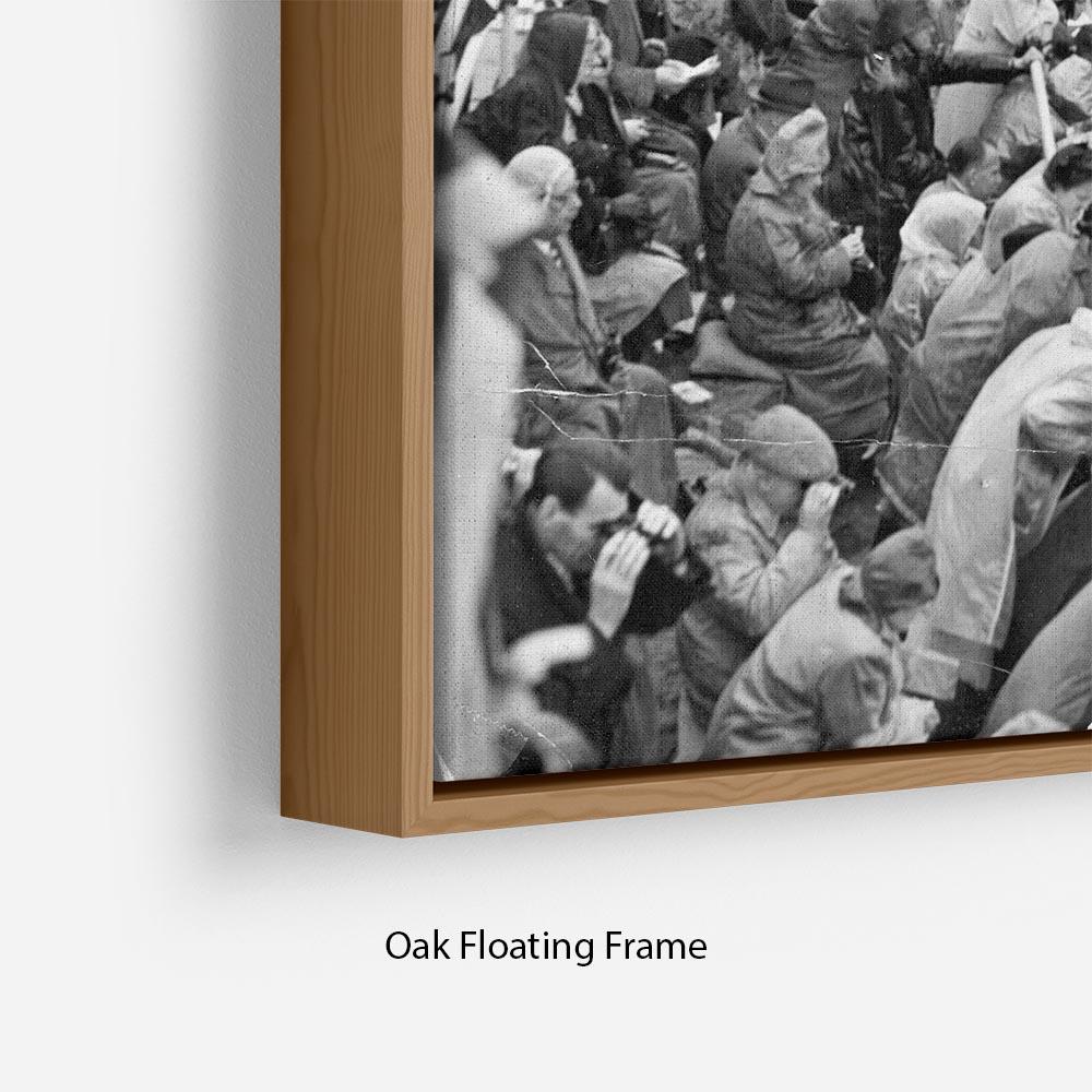 Abstract wall art depicting Queen Elizabeth II's coronation procession on Oxford Street, framed elegantly in a floating frame.