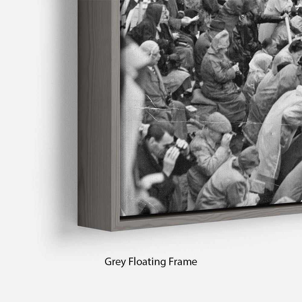 Abstract wall art depicting Queen Elizabeth II's coronation procession on Oxford Street, framed elegantly in a floating frame.