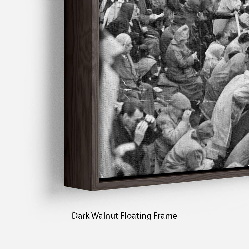 Abstract wall art depicting Queen Elizabeth II's coronation procession on Oxford Street, framed elegantly in a floating frame.