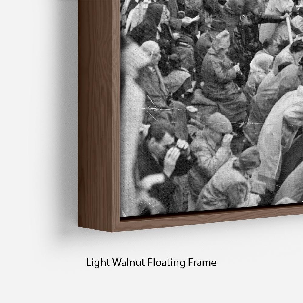 Abstract wall art depicting Queen Elizabeth II's coronation procession on Oxford Street, framed elegantly in a floating frame.