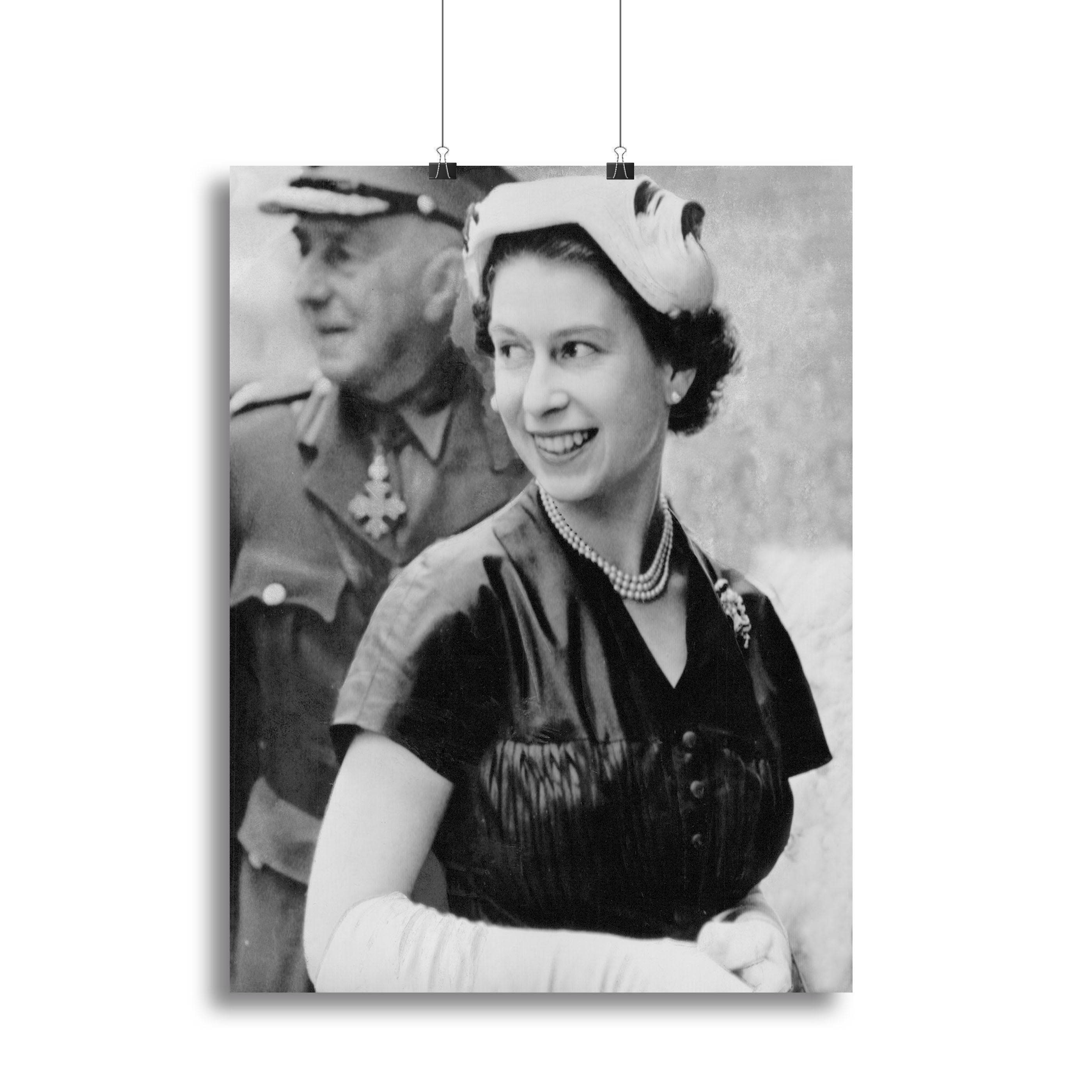 Canvas print of Queen Elizabeth II shortly after her coronation, showcasing royal elegance and historical significance.