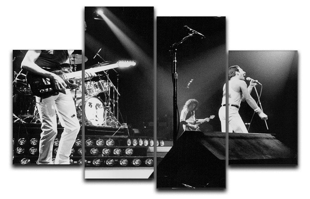 Queen Live On Stage 4 Split Panel Canvas artwork featuring vibrant colors and dynamic imagery of the iconic band.