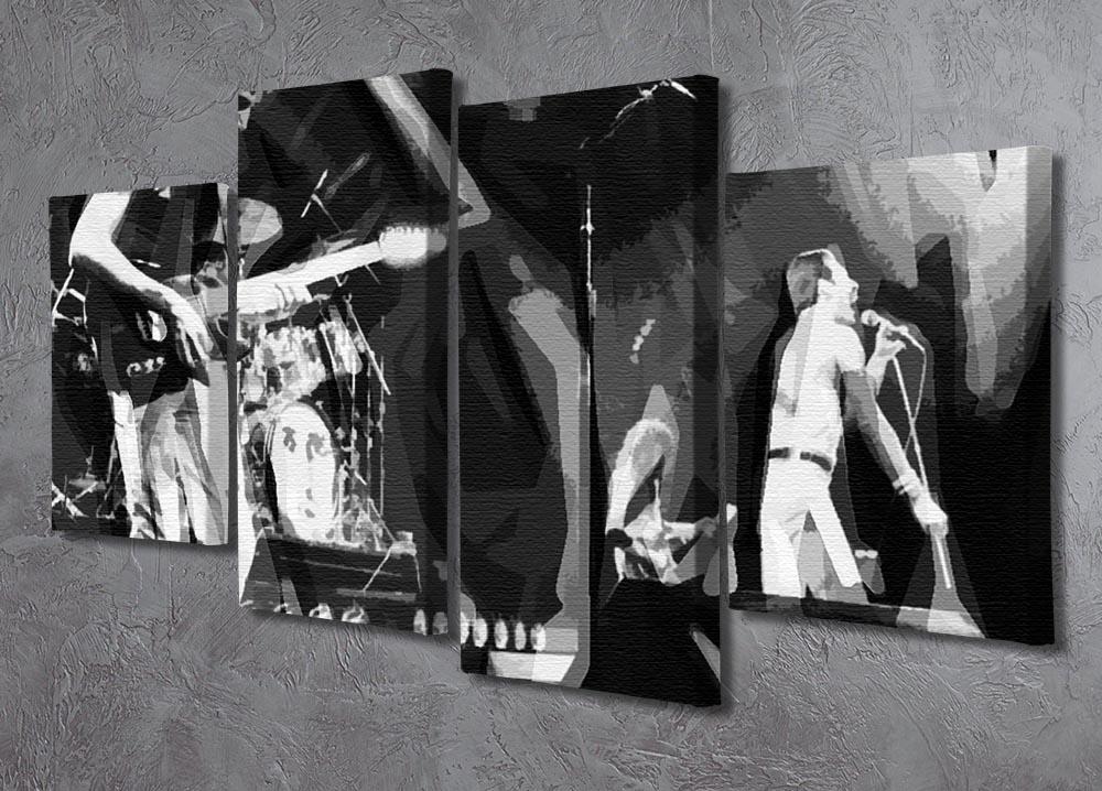 A vibrant 4-split canvas artwork featuring Queen in pop art style, showcasing dynamic colors and iconic imagery.