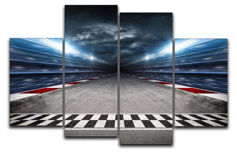 Race Track 4 Split Panel Canvas artwork featuring a dynamic racing scene divided into four panels.