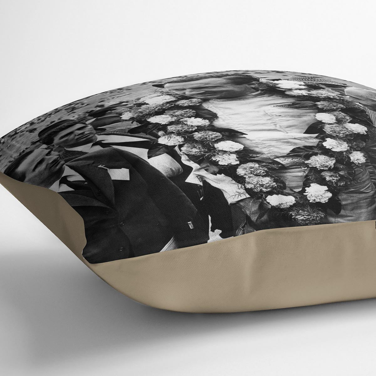 Racing Driver Jim Clark Cushion featuring vibrant abstract design on luxurious vegan faux suede, perfect for home decor.