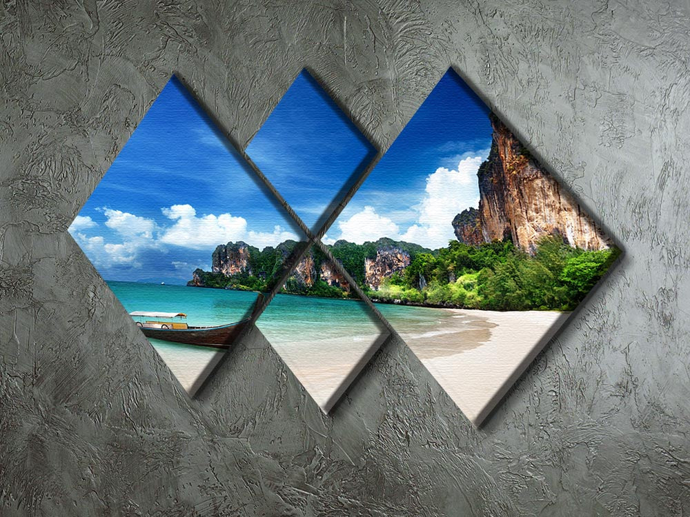A beautiful 4-square multi panel canvas featuring Railay Beach in Krabi, Thailand, showcasing vibrant colors and serene landscapes.