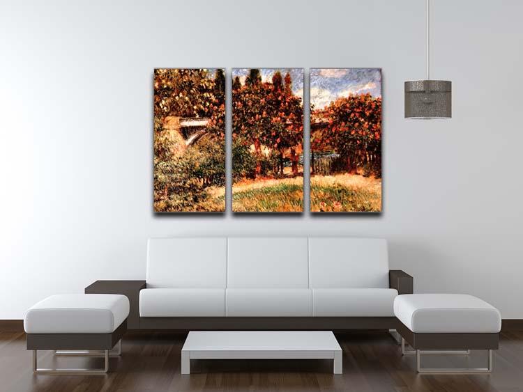 Three-panel canvas print of Railway Bridge of Chatou by Renoir, showcasing vibrant colors and intricate details.