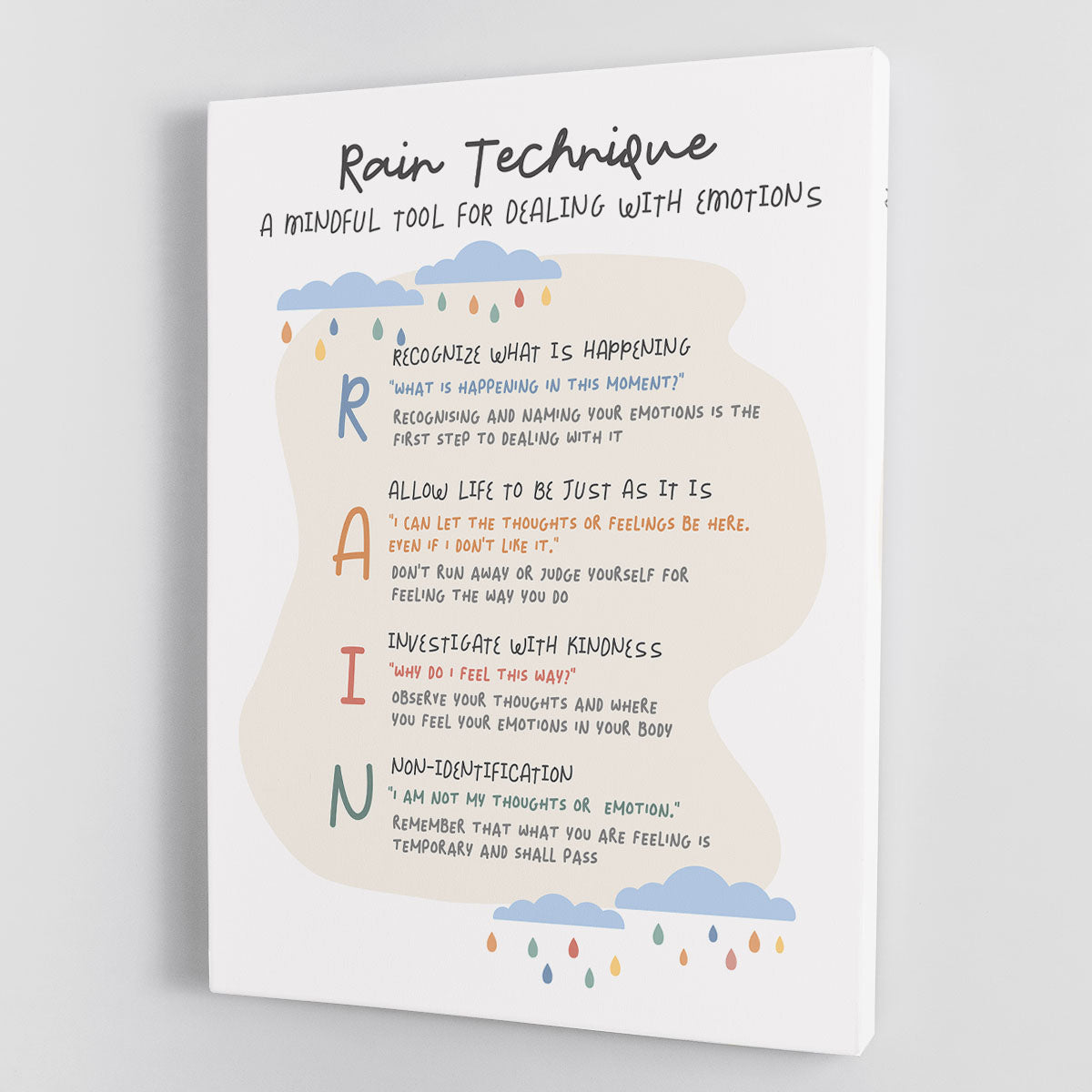 A beautiful Rain Canvas Print showcasing serene raindrops on a window, perfect for home decor.