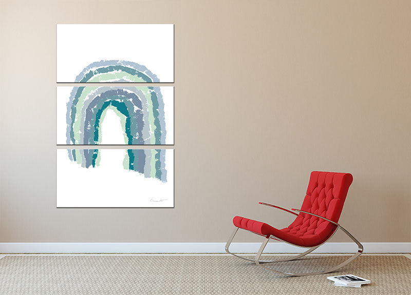 Rainbow Blues 3 Split Panel Canvas Print showcasing vibrant colors and abstract design, perfect for home decor.
