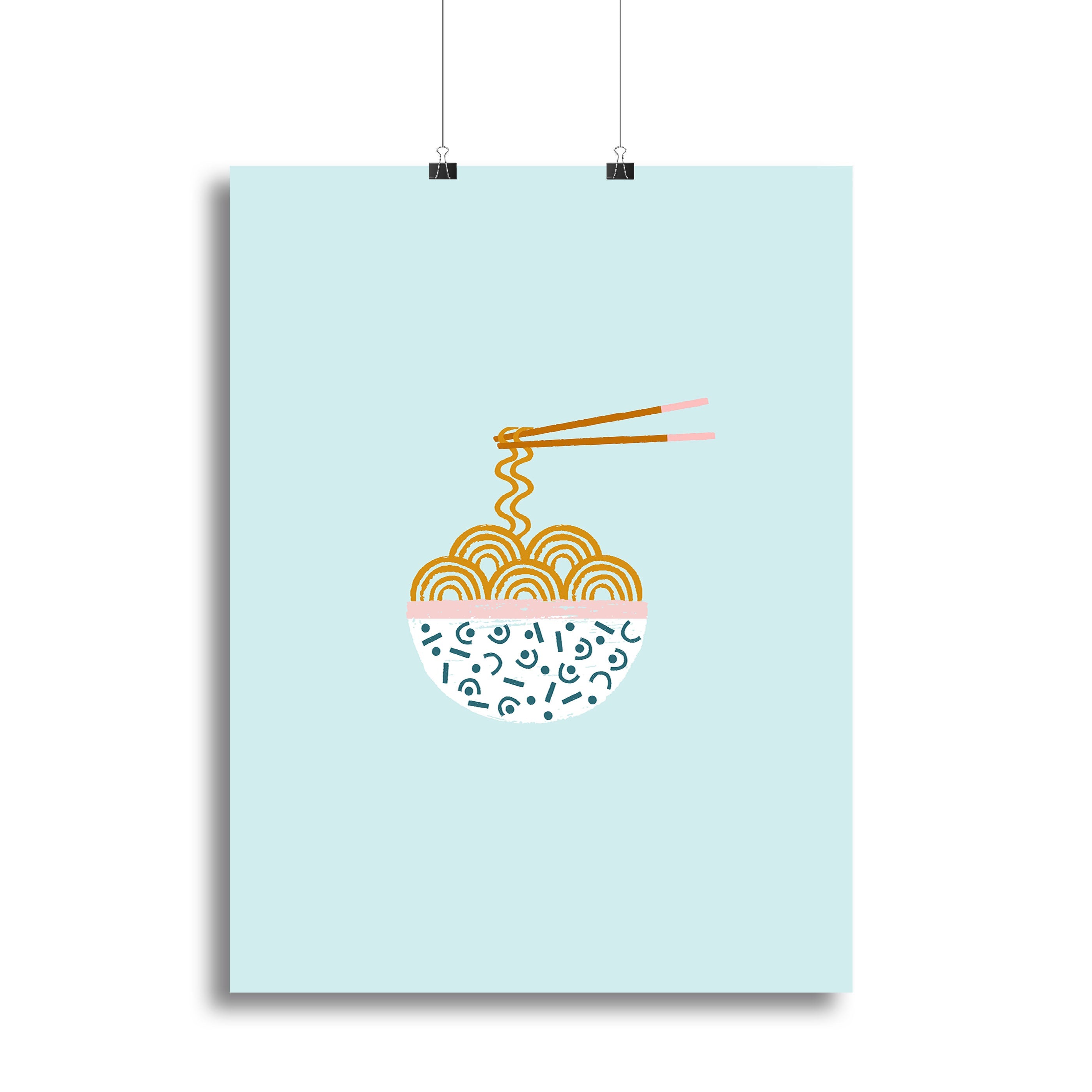 A vibrant Ramen Vector Art Canvas Print showcasing colorful ramen noodles and toppings, perfect for home decor.