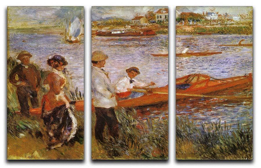 Rameurs A Chatou 1879 by Manet, a stunning 3-panel canvas print showcasing vibrant colors and intricate details.
