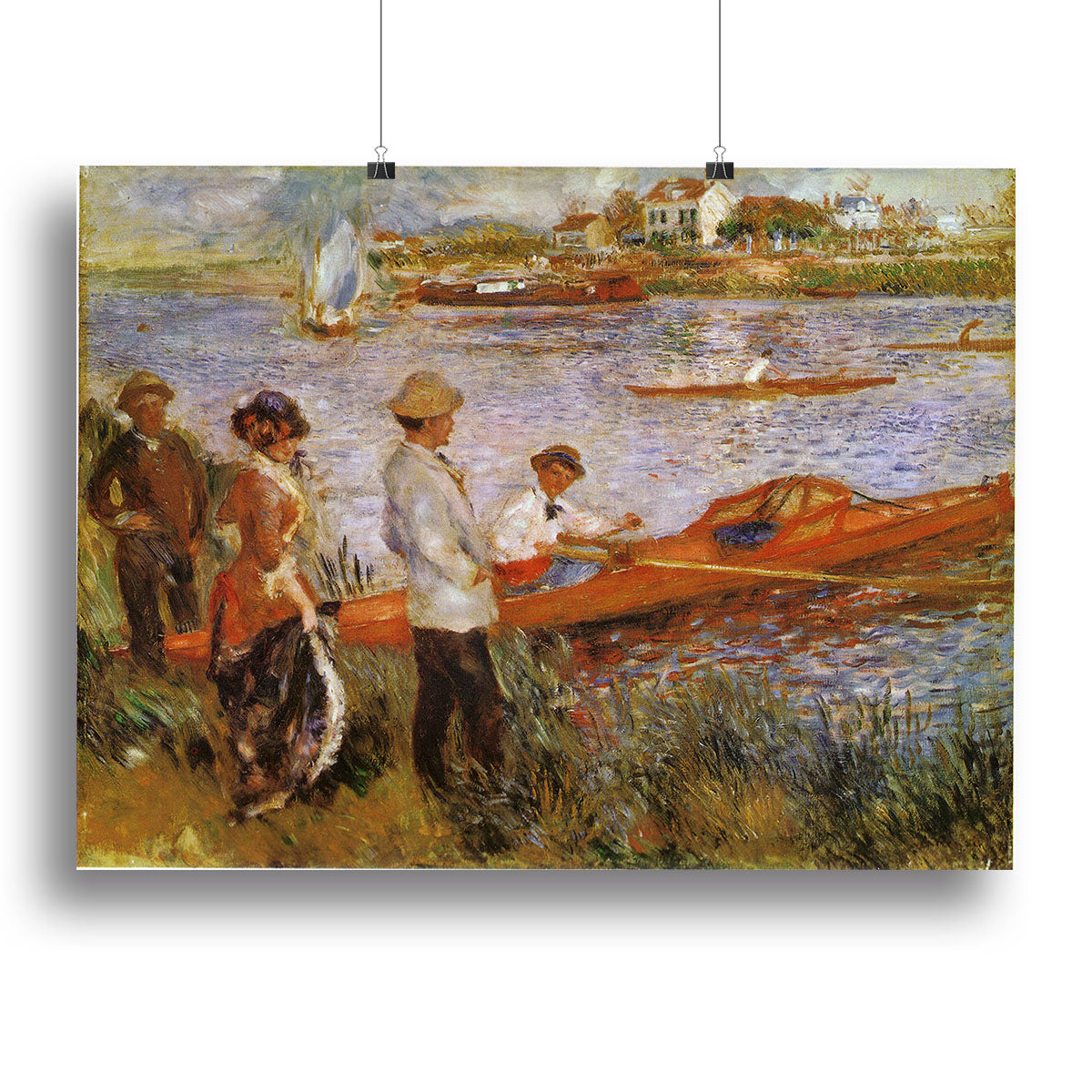 Rameurs A Chatou 1879 by Manet canvas print showcasing rowers on the Seine River, vibrant colors and Impressionist style.