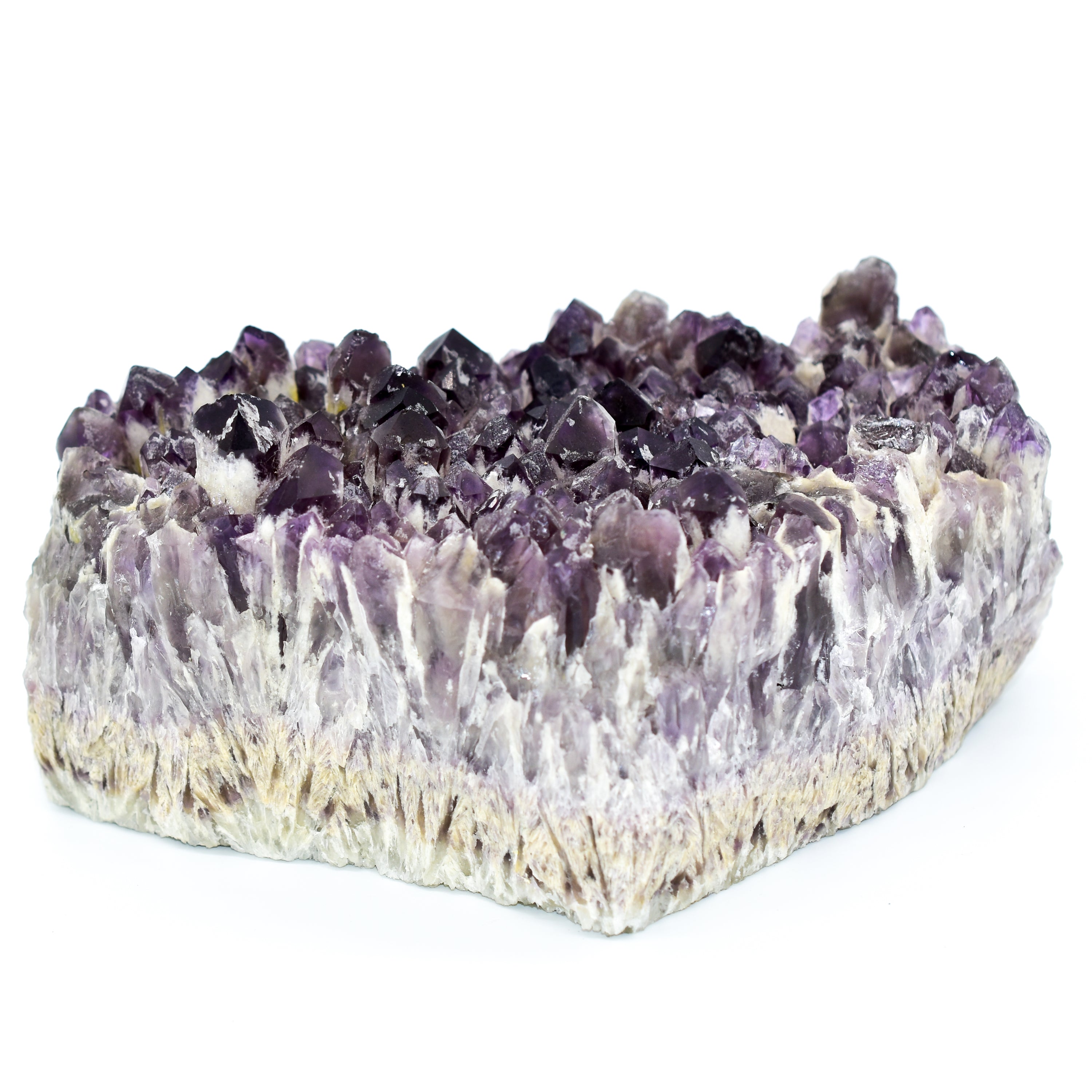A large, stunning Elestial Amethyst cluster from Bahia, Brazil, showcasing deep purple hues and intricate formations, perfect for display.