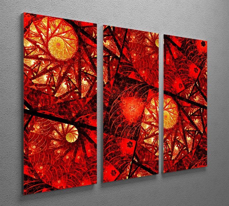 A stunning 3-panel canvas print featuring a red fiery glowing spiral design, perfect for enhancing interior decor.