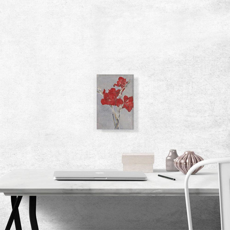 A vibrant Red Gladioli 1906 canvas print showcasing beautiful flowers in rich colors, perfect for home decor.