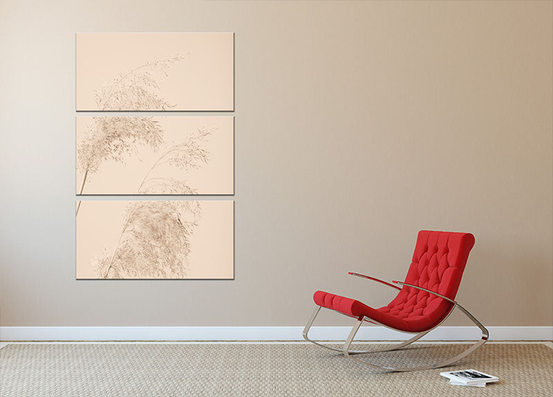Reed Grass Beige 06 3 Split Panel Canvas Print showcasing a serene nature-inspired design in beige tones.