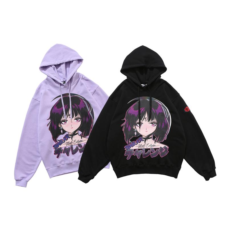 Reflective Anime Hooded Sweatshirt featuring vibrant cartoon designs, suitable for both men and women, made from soft cotton material.