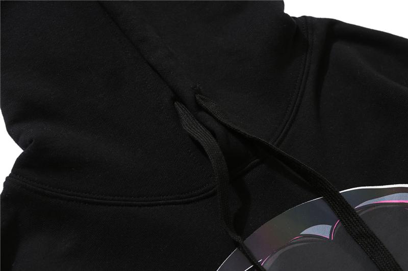 Reflective Anime Hooded Sweatshirt featuring vibrant cartoon designs, suitable for both men and women, made from soft cotton material.