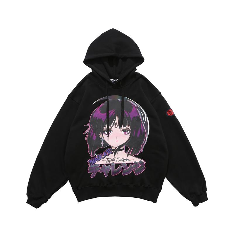 Reflective Anime Hooded Sweatshirt featuring vibrant cartoon designs, suitable for both men and women, made from soft cotton material.