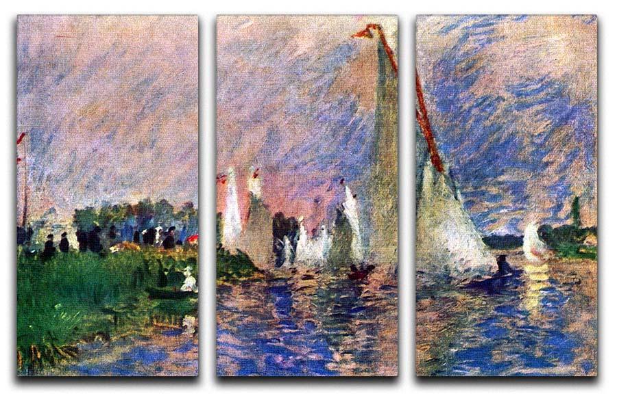 Regatta in Argenteuil by Renoir, a stunning 3-panel canvas print showcasing vibrant colors and intricate details.