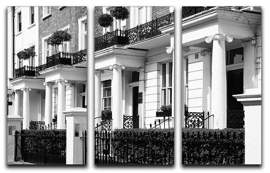 A beautiful 3-panel canvas print featuring a Regency Georgian terraced town house, showcasing elegant architecture and vibrant colors.