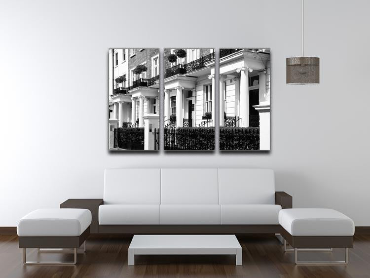 A beautiful 3-panel canvas print featuring a Regency Georgian terraced town house, showcasing elegant architecture and vibrant colors.