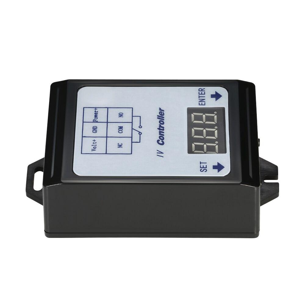Relay Switch Controller for DC voltage detection, featuring a digital display and compact design, suitable for various electrical projects.