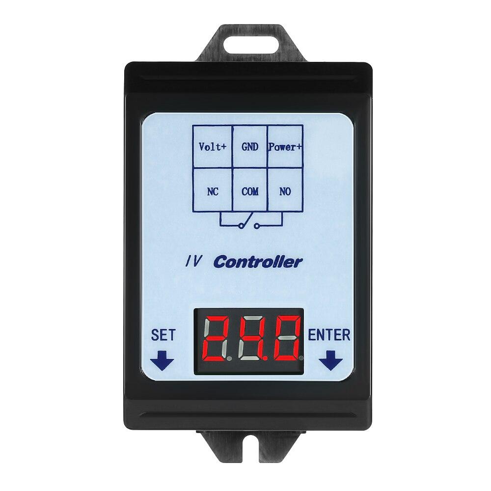 Relay Switch Controller for DC voltage detection, featuring a digital display and compact design, suitable for various electrical projects.