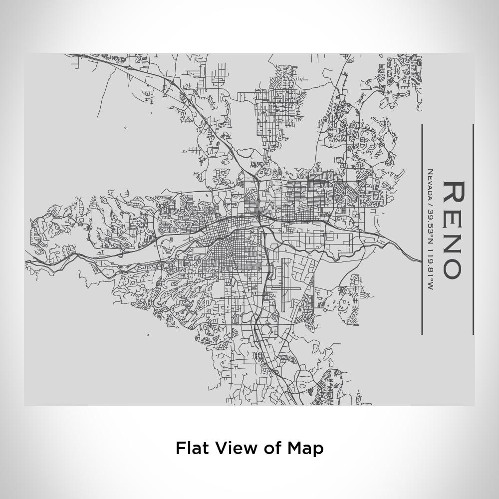 Reno - Nevada Map Bottle with Bamboo Top, showcasing a custom engraved map and coordinates on a stainless steel body.