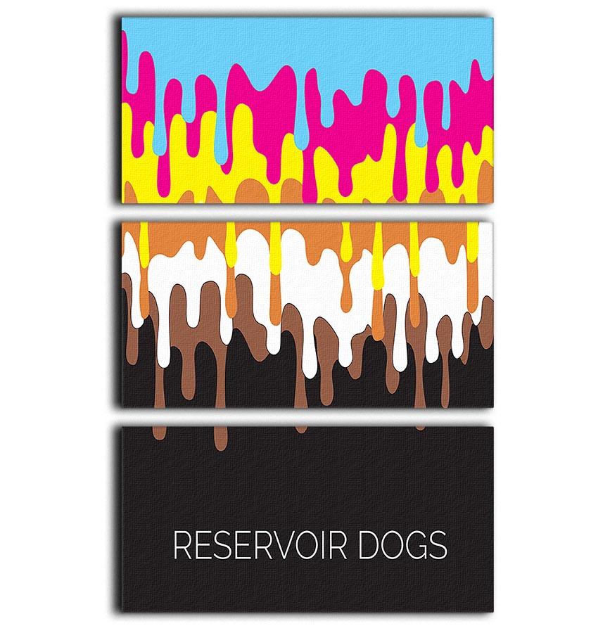 Three-panel canvas print featuring minimalist art inspired by Reservoir Dogs movie, showcasing striking visuals and elegant design.