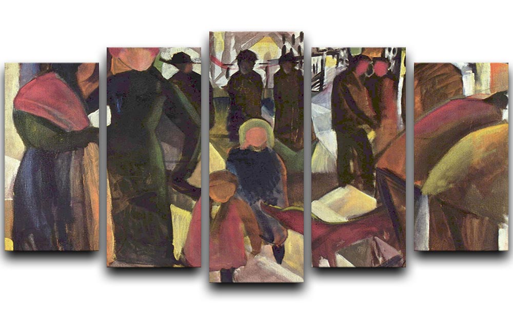 Resignation by Macke 5 Split Panel Canvas artwork featuring vibrant colors and dynamic design across five panels.