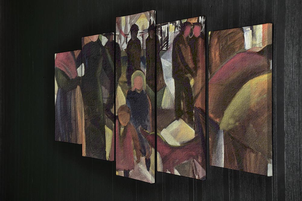 Resignation by Macke 5 Split Panel Canvas artwork featuring vibrant colors and dynamic design across five panels.