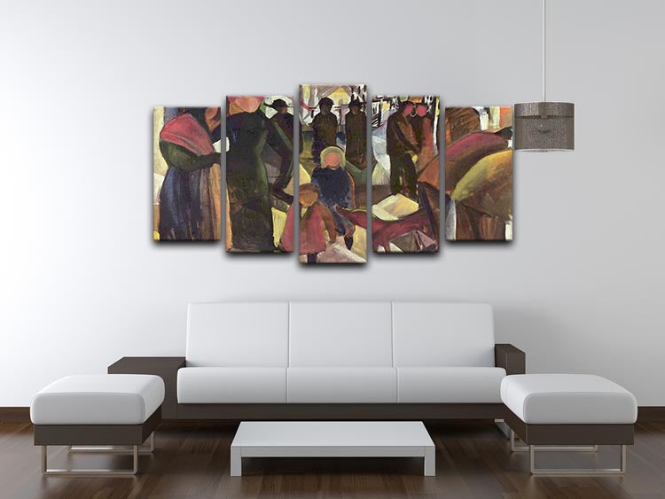 Resignation by Macke 5 Split Panel Canvas artwork featuring vibrant colors and dynamic design across five panels.