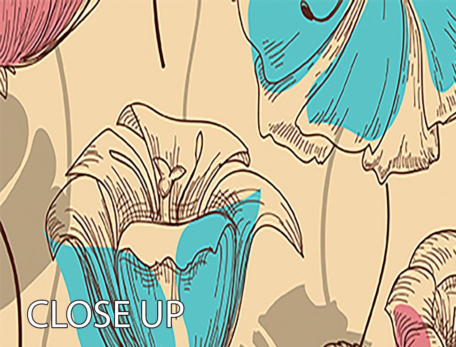 A beautiful retro floral seamless pattern displayed on a 3-panel canvas print, showcasing vibrant colors and intricate floral designs.