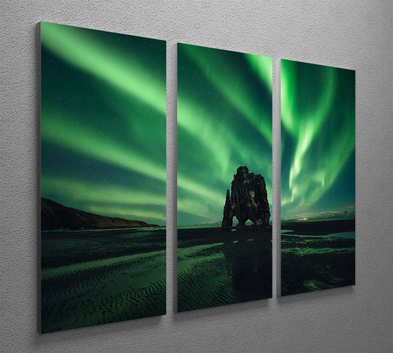 Rhino Silhouette 3 Split Panel Canvas Print showcasing a striking design with three panels, perfect for enhancing home decor.